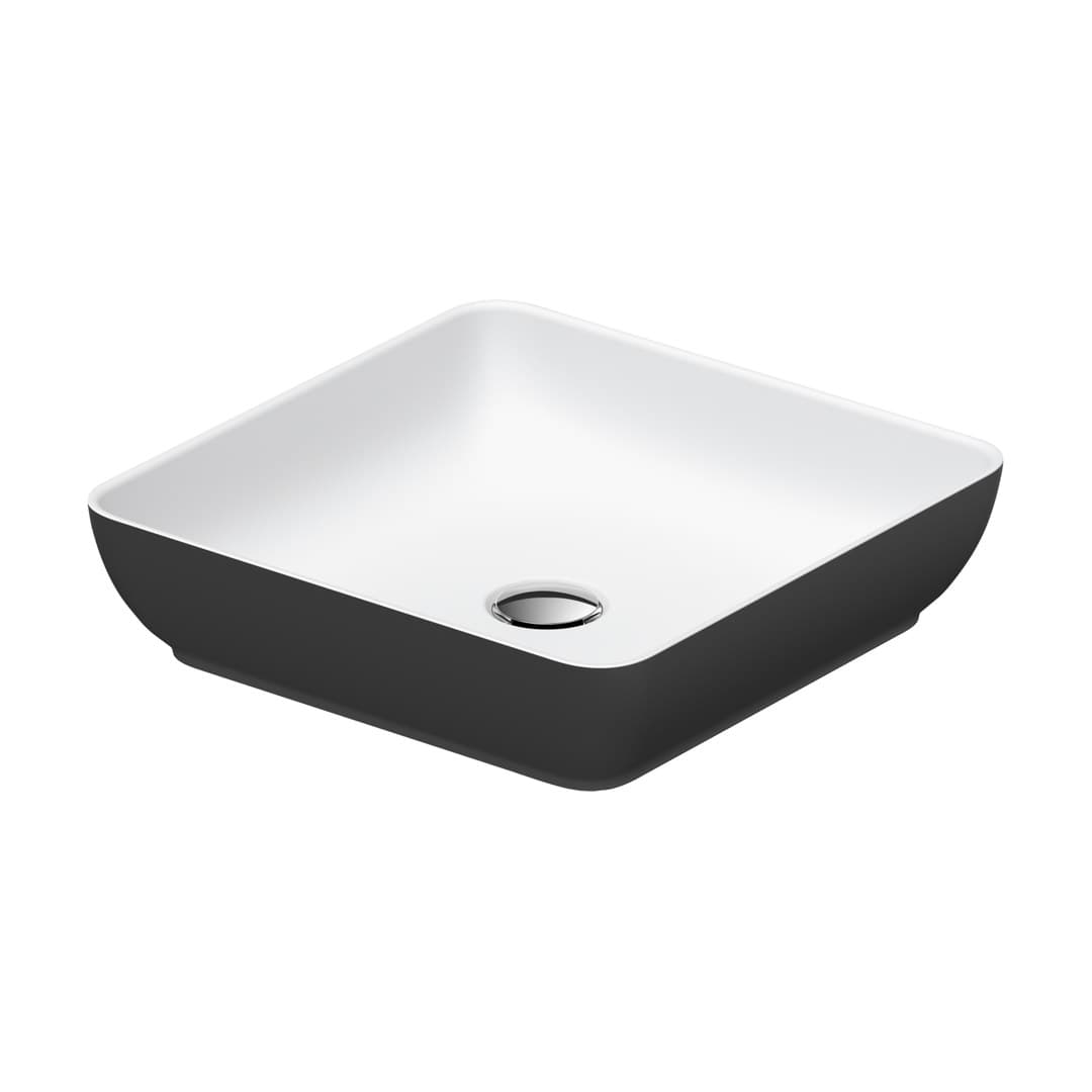Duravit Sivida – Νιπτήρας Επικαθήμενος – 400×400 mm, χωρίς οπή, χωρίς υπερχείλιση, σχήμα Square – White Satin Matt, Dark grey Matt (266001FI00)