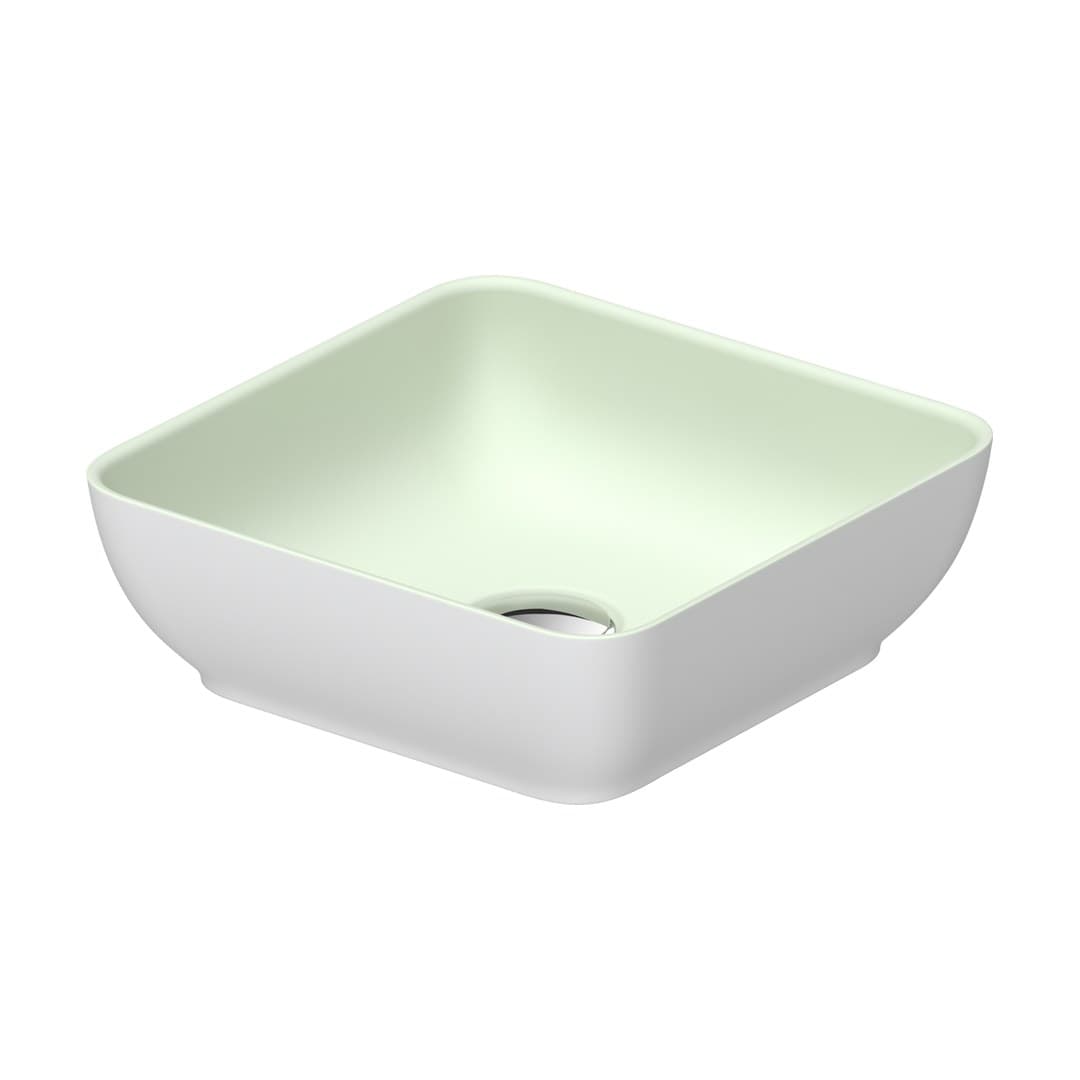 Duravit Sivida – Νιπτήρας Επικαθήμενος – 300×300 mm, χωρίς οπή, χωρίς υπερχείλιση, σχήμα Square – Pale Green Matt, White Satin Matt (266003FG00)