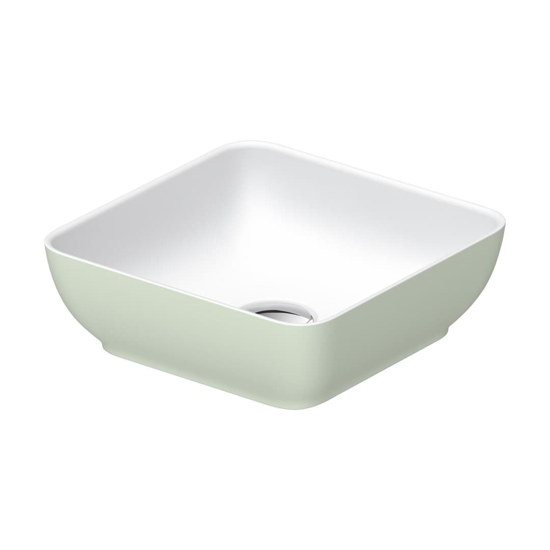 Duravit Sivida – Νιπτήρας Επικαθήμενος – 300×300 mm, χωρίς οπή, χωρίς υπερχείλιση, σχήμα Square – White Satin Matt, Pale Green Matt (266003FH00)
