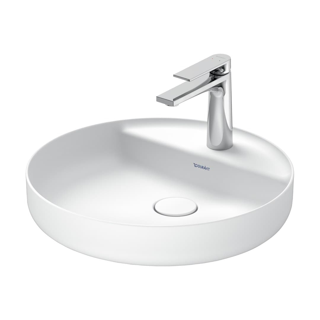 Duravit Vitrium – Νιπτήρας Επικαθήμενος – 460×460 mm, 1 οπή, χωρίς υπερχείλιση – White Satin Matt (2662463271)