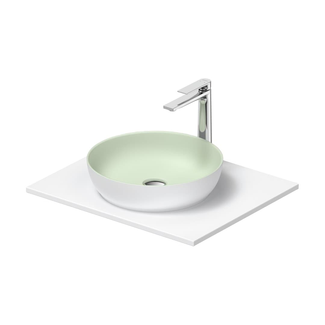 Duravit Sivida – Νιπτήρας Επικαθήμενος – 620×510 mm, χωρίς οπή, χωρίς υπερχείλιση – Pale Green Matt, White Satin Matt (268000FG00)