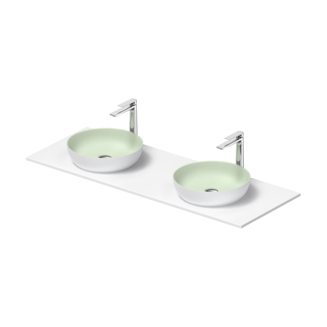 Duravit Sivida – Νιπτήρας Επικαθήμενος – 1410×510 mm, χωρίς οπή, χωρίς υπερχείλιση – Pale Green Matt, White Satin Matt (268004FG00)
