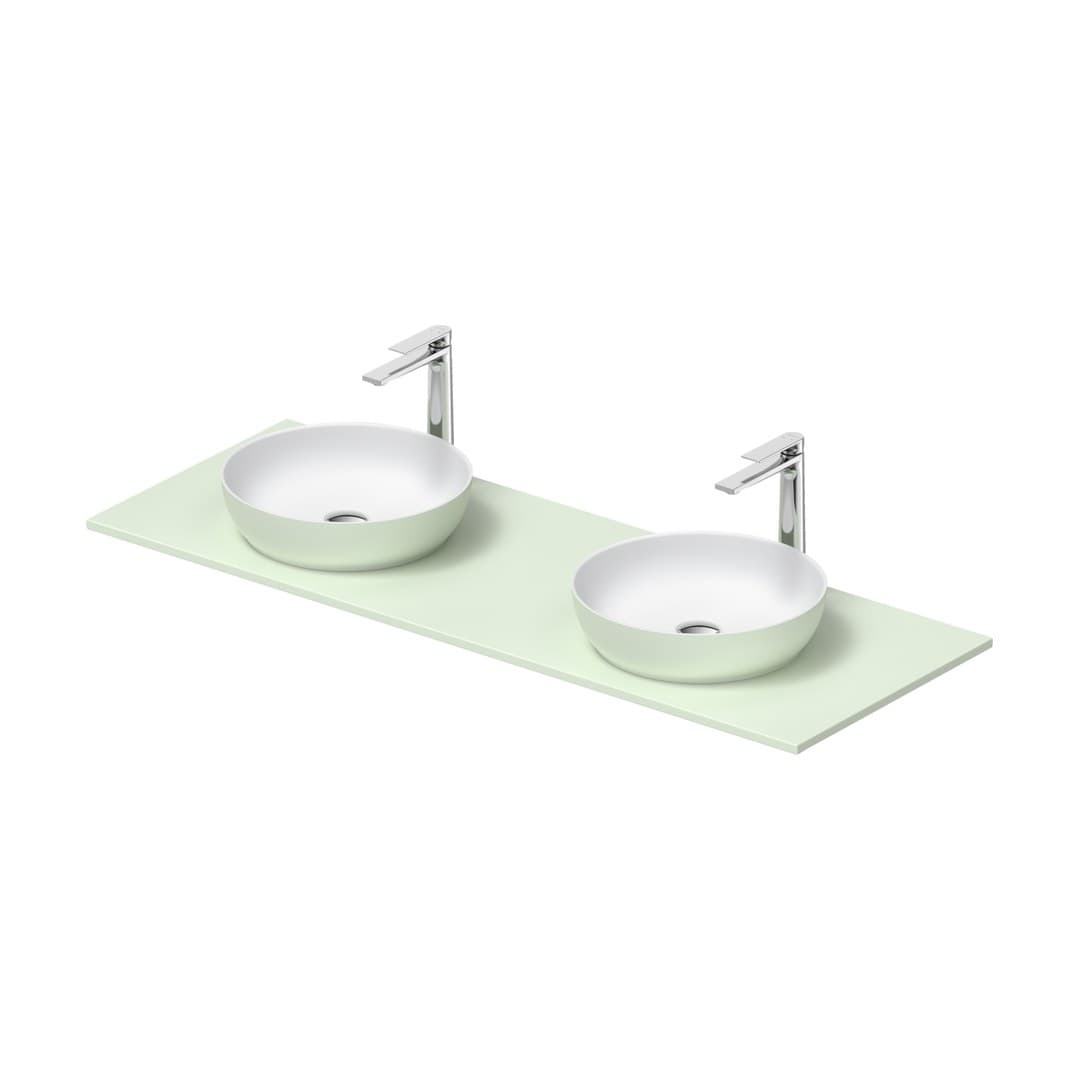 Duravit Sivida – Νιπτήρας Επικαθήμενος – 1410×510 mm, χωρίς οπή, χωρίς υπερχείλιση – White Satin Matt, Pale Green Matt (268004FH00)