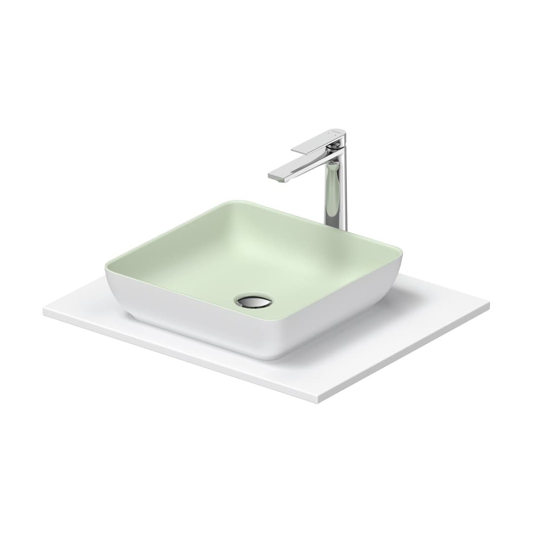 Duravit Sivida – Νιπτήρας Επικαθήμενος – 620×510 mm, χωρίς οπή, χωρίς υπερχείλιση – Pale Green Matt, White Satin Matt (268006FG00)