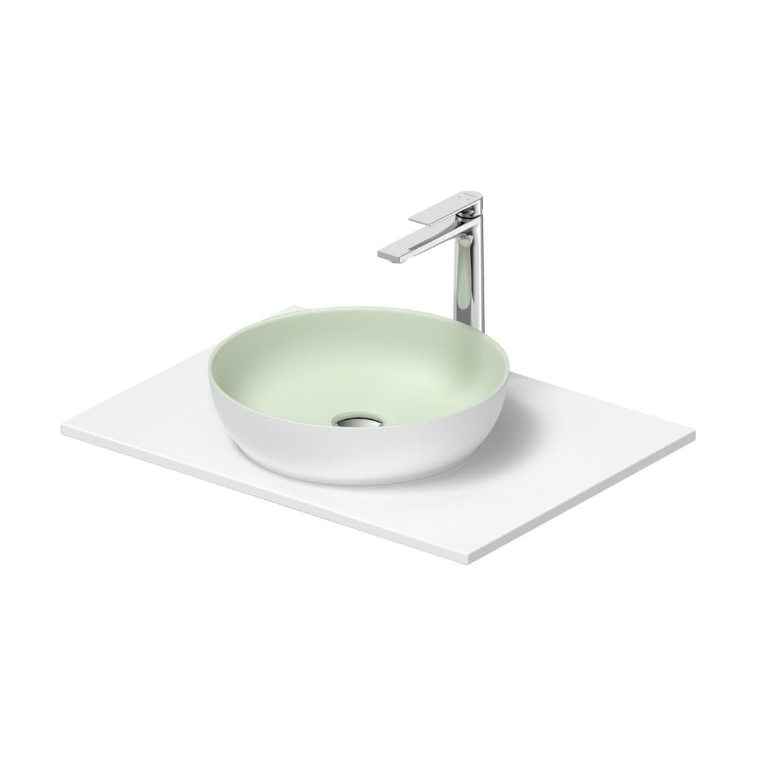 Duravit Sivida – Νιπτήρας Επικαθήμενος – 680×500 mm, χωρίς οπή, χωρίς υπερχείλιση – Pale Green Matt, White Satin Matt (268012FG00)