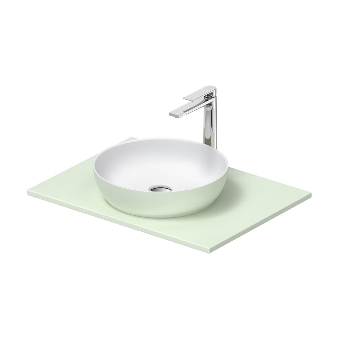 Duravit Sivida – Νιπτήρας Επικαθήμενος – 680×500 mm, χωρίς οπή, χωρίς υπερχείλιση – White Satin Matt, Pale Green Matt (268012FH00)