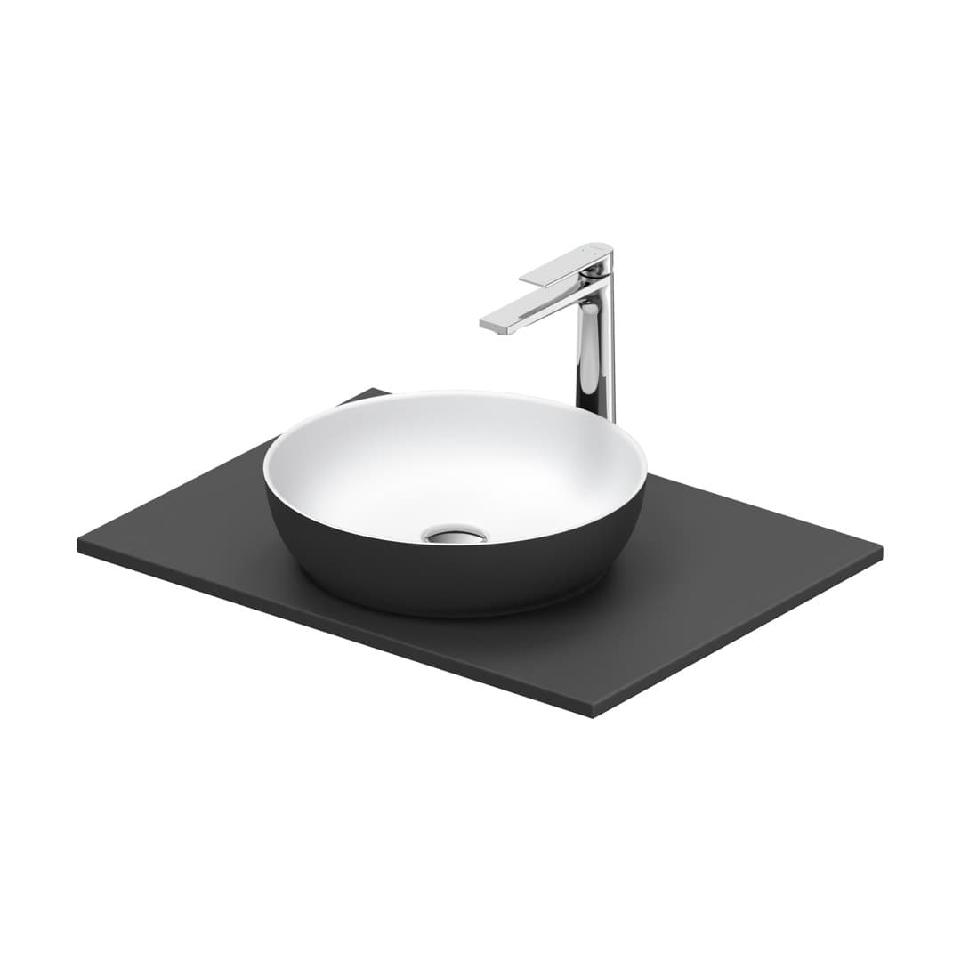 Duravit Sivida – Νιπτήρας Επικαθήμενος – 680×500 mm, χωρίς οπή, χωρίς υπερχείλιση – White Satin Matt, Dark grey Matt (268012FI00)