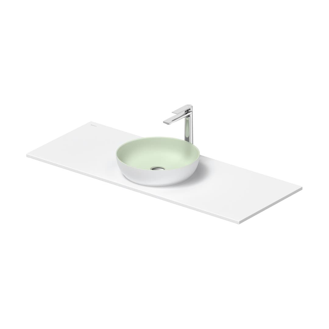 Duravit Sivida – Νιπτήρας Επικαθήμενος – 1280×500 mm, χωρίς οπή, χωρίς υπερχείλιση – Pale Green Matt, White Satin Matt (268015FG00)