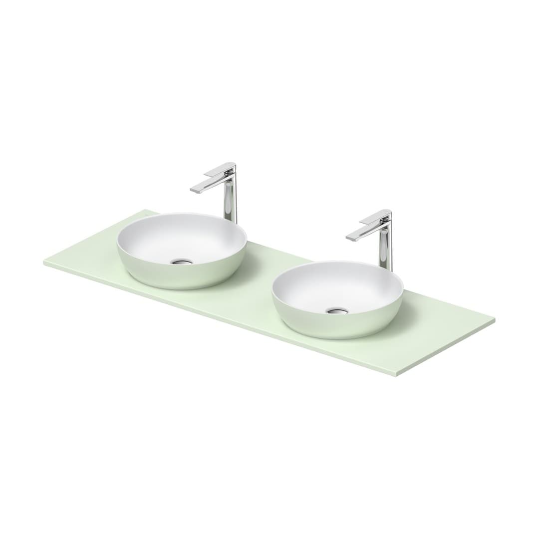 Duravit Sivida – Νιπτήρας Επικαθήμενος – 1350×500 mm, χωρίς οπή, χωρίς υπερχείλιση – White Satin Matt, Pale Green Matt (268016FH00)