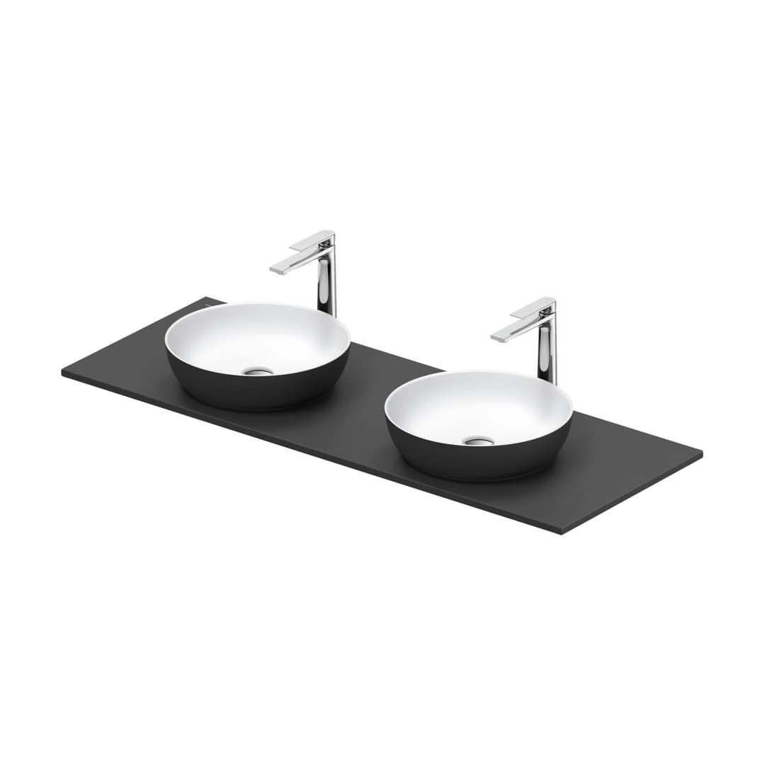 Duravit Sivida – Νιπτήρας Επικαθήμενος – 1350×500 mm, χωρίς οπή, χωρίς υπερχείλιση – White Satin Matt, Dark grey Matt (268016FI00)