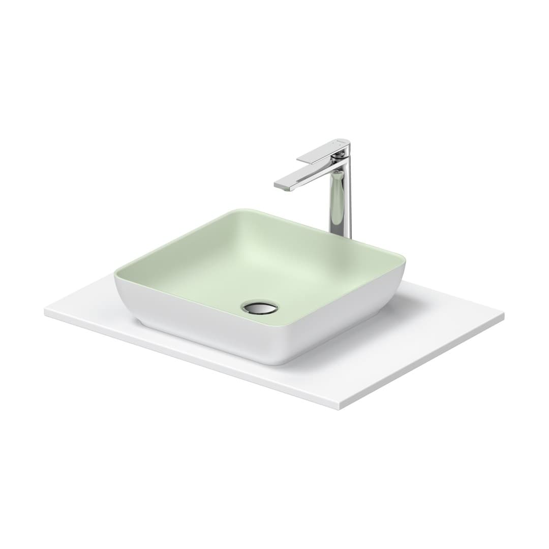 Duravit Sivida – Νιπτήρας Επικαθήμενος – 680×500 mm, χωρίς οπή, χωρίς υπερχείλιση – Pale Green Matt, White Satin Matt (268017FG00)