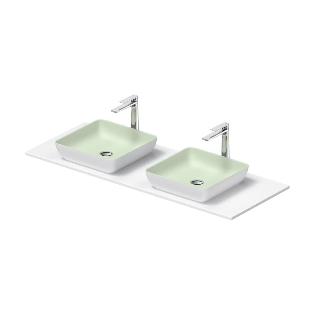 Duravit Sivida – Νιπτήρας Επικαθήμενος – 1350×500 mm, χωρίς οπή, χωρίς υπερχείλιση – Pale Green Matt, White Satin Matt (268021FG00)
