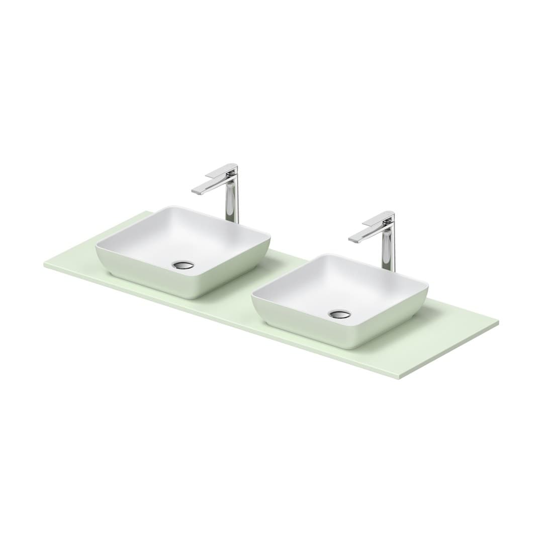 Duravit Sivida – Νιπτήρας Επικαθήμενος – 1350×500 mm, χωρίς οπή, χωρίς υπερχείλιση – White Satin Matt, Pale Green Matt (268021FH00)