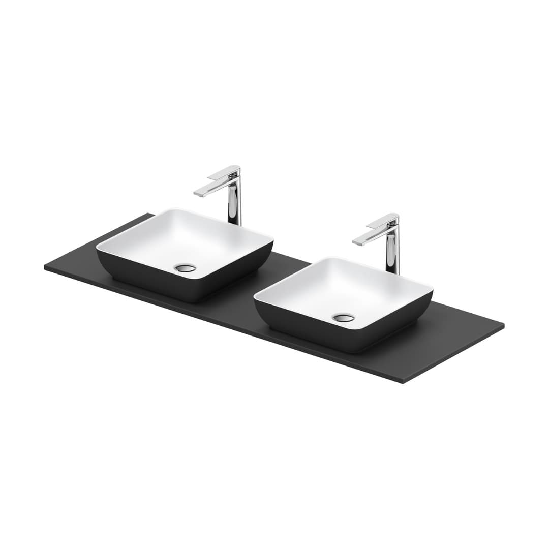 Duravit Sivida – Νιπτήρας Επικαθήμενος – 1350×500 mm, χωρίς οπή, χωρίς υπερχείλιση – White Satin Matt, Dark grey Matt (268021FI00)