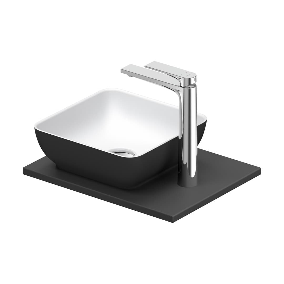 Duravit Sivida – Νιπτήρας Επικαθήμενος – 410×330 mm, χωρίς οπή, χωρίς υπερχείλιση, Medical — – White Satin Matt, Dark grey Matt (268023FI00)