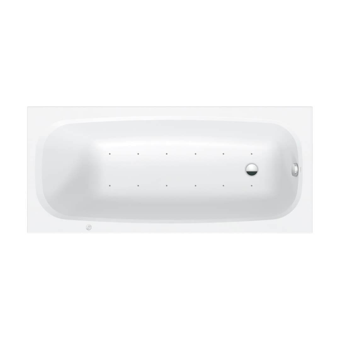 Duravit Aurena – Μπανιέρα – 1800×800 mm, εντοιχιζόμενη, υδρομασάζ Air-System, αποχέτευση Foot end – White Matt (760549BA0AS0000)