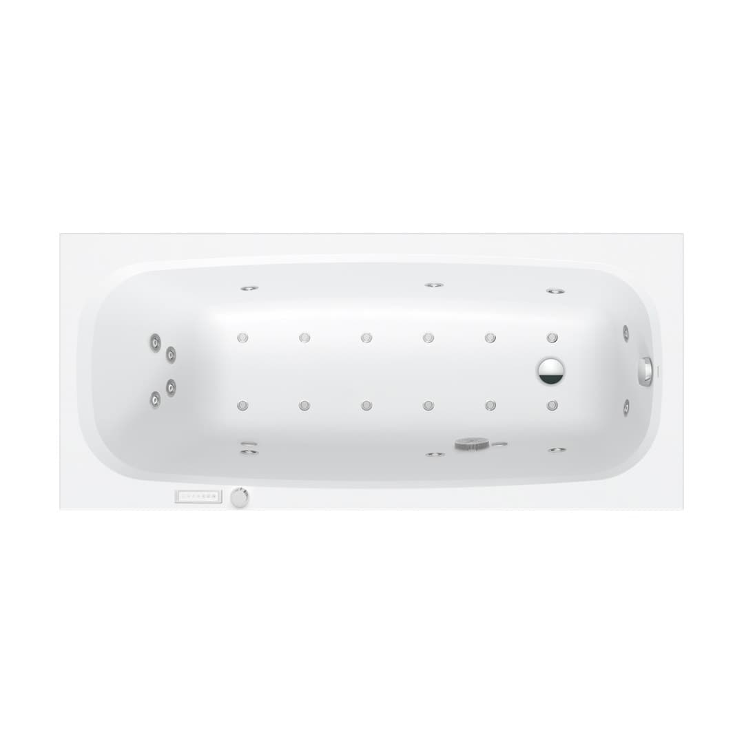 Duravit Aurena – Μπανιέρα – 1800×800 mm, εντοιχιζόμενη, υδρομασάζ Combi-System E, αποχέτευση Foot end – White Matt (760549BA0CE1000)