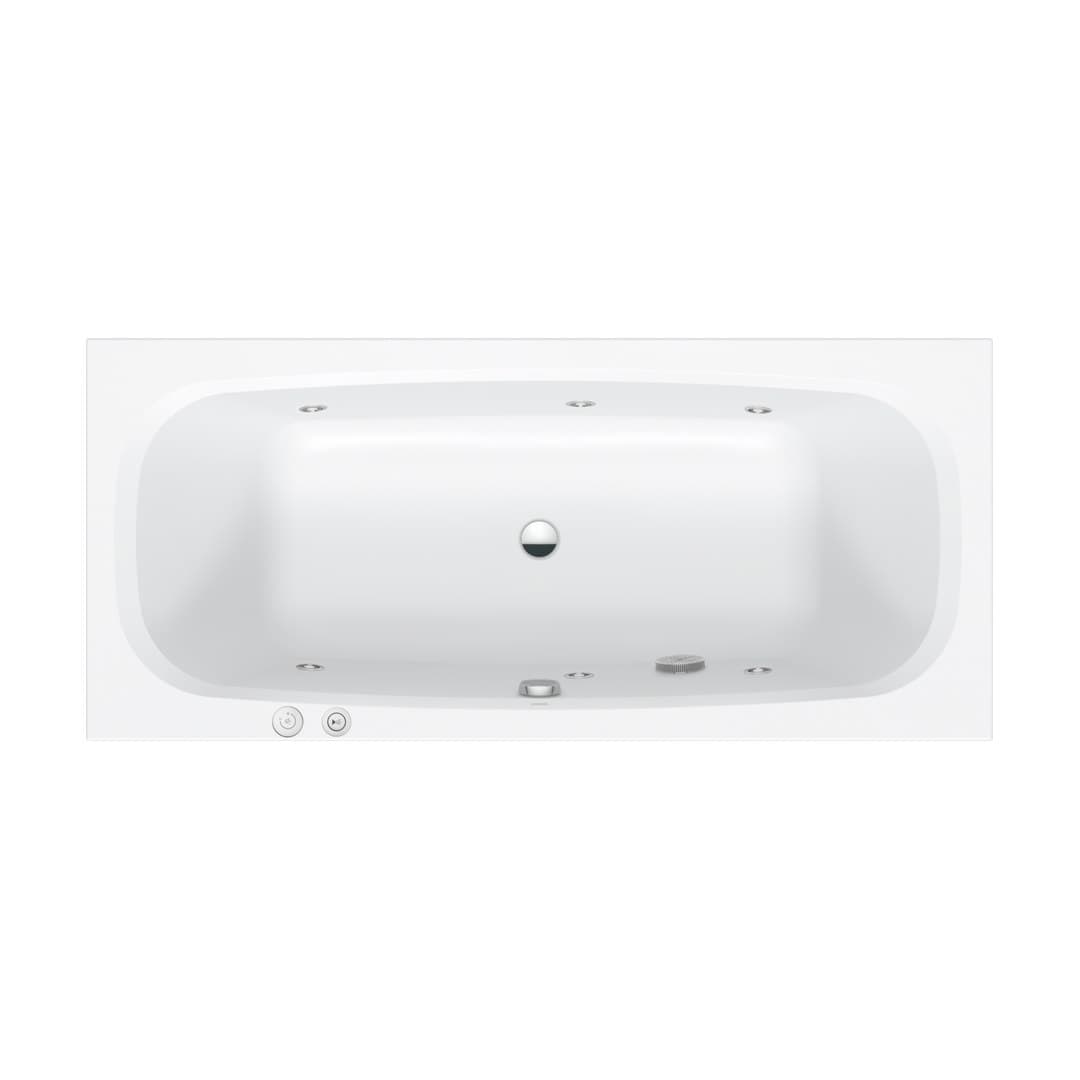 Duravit Aurena – Μπανιέρα – 1800×800 mm, εντοιχιζόμενη, υδρομασάζ Jet-System, αποχέτευση Middle – White Matt (760550BA0JS1000)