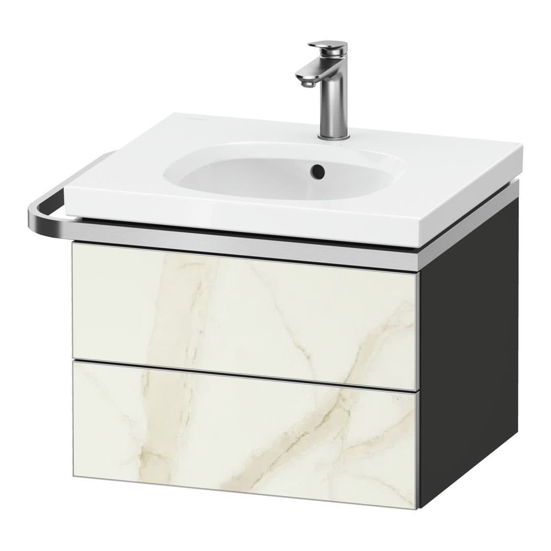 Duravit Aurena – Έπιπλο Νιπτήρα – 584 mm, 2 συρτάρια, νιπτήρας κέντρο, σώμα Graphite Super Matt, μοντέλο AU4560 – Marble Structure Matt, Marble Structure (AU4560066800000)