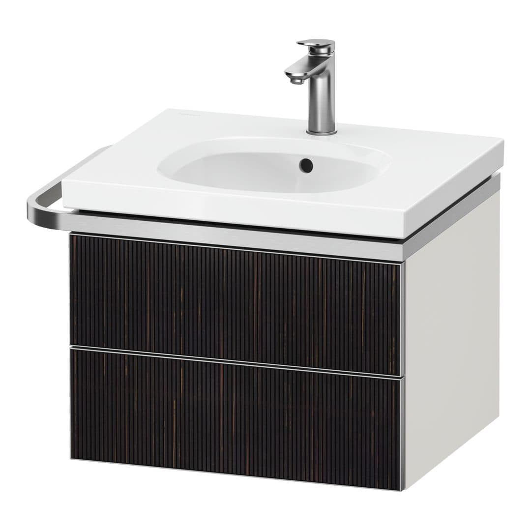 Duravit Aurena – Έπιπλο Νιπτήρα – 584 mm, 2 συρτάρια, νιπτήρας κέντρο, σώμα White Super Matt, μοντέλο AU4560 – Embossed Ebony Matt, Real wood veneer (AU4560067840000)