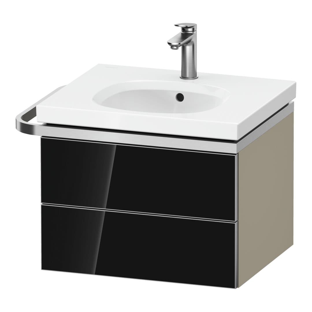 Duravit Aurena – Έπιπλο Νιπτήρα – 584 mm, 2 συρτάρια, νιπτήρας κέντρο, σώμα Taupe Super Matt, μοντέλο AU4560 – Black, Glass (AU4560068830000)