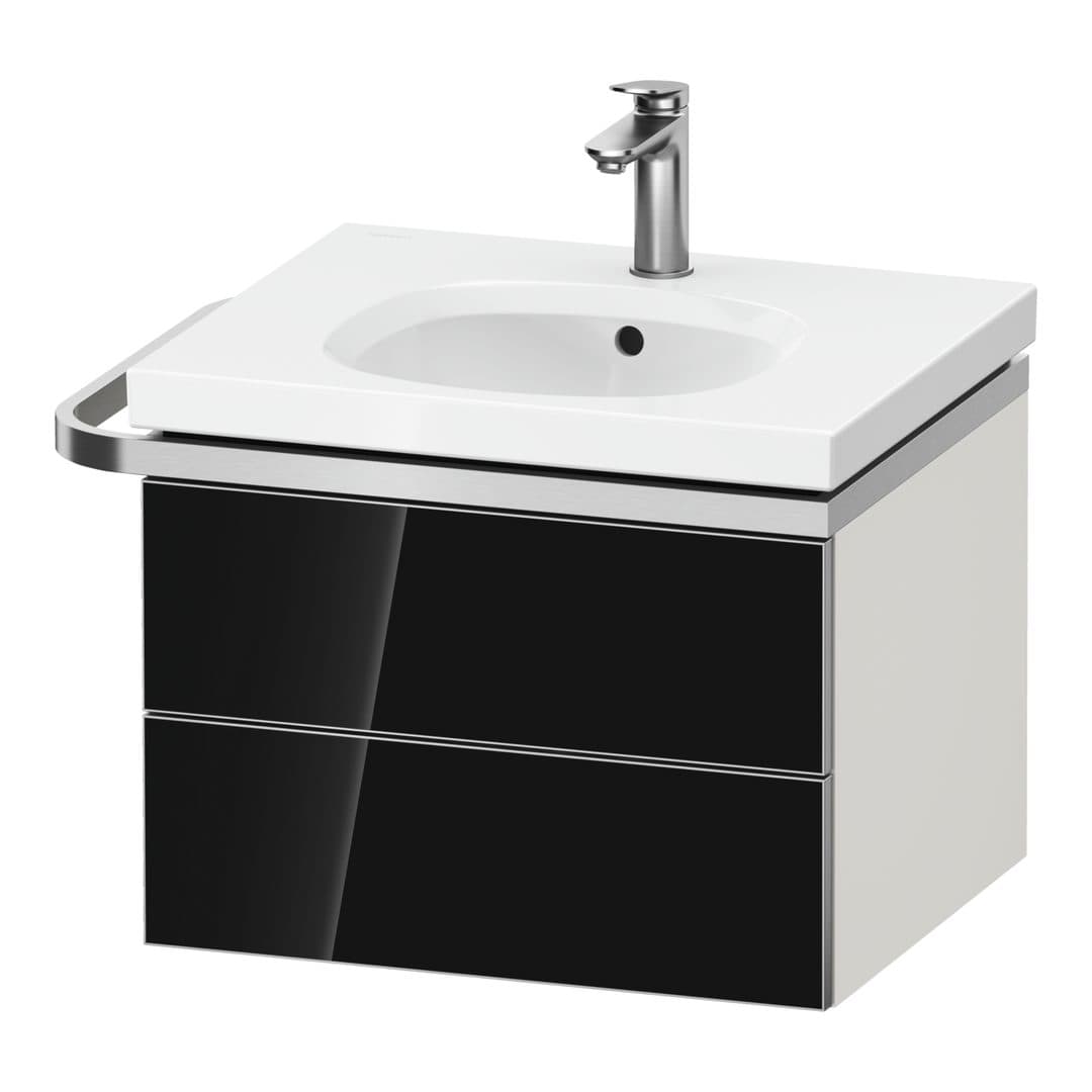 Duravit Aurena – Έπιπλο Νιπτήρα – 584 mm, 2 συρτάρια, νιπτήρας κέντρο, σώμα White Super Matt, μοντέλο AU4560 – Black, Glass (AU4560068840000)