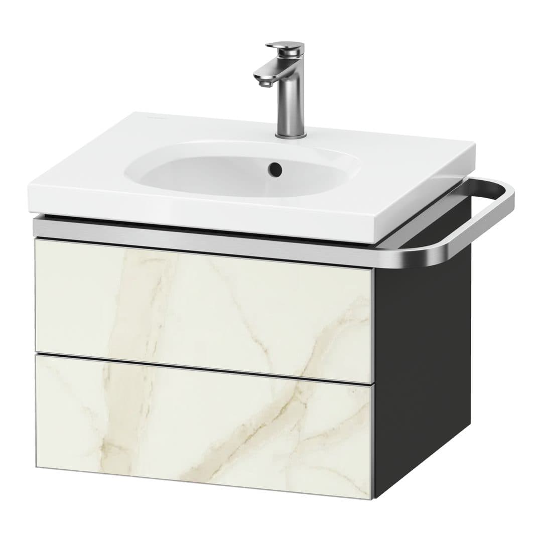 Duravit Aurena – Έπιπλο Νιπτήρα – 584 mm, 2 συρτάρια, νιπτήρας κέντρο, σώμα Graphite Super Matt, μοντέλο AU4561 – Marble Structure Matt, Marble Structure (AU4561066800000)