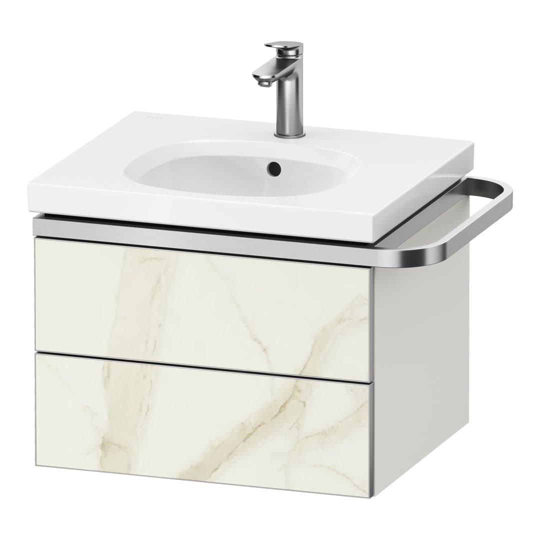 Duravit Aurena – Έπιπλο Νιπτήρα – 584 mm, 2 συρτάρια, νιπτήρας κέντρο, σώμα White Super Matt, μοντέλο AU4561 – Marble Structure Matt, Marble Structure (AU4561066840000)