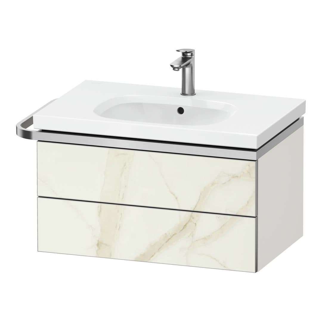 Duravit Aurena – Έπιπλο Νιπτήρα – 784 mm, 2 συρτάρια, νιπτήρας κέντρο, σώμα White Super Matt, μοντέλο AU4562 – Marble Structure Matt, Marble Structure (AU4562066840000)