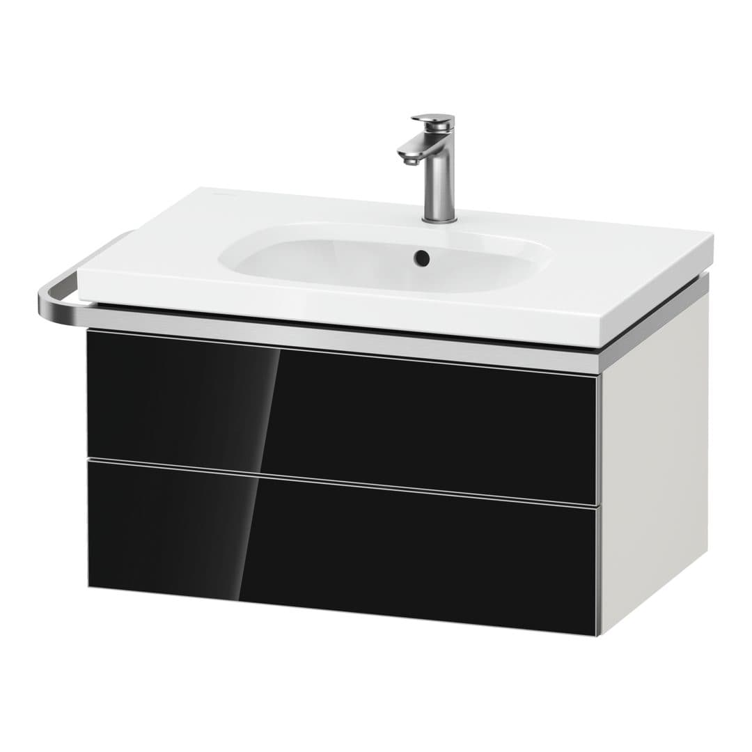 Duravit Aurena – Έπιπλο Νιπτήρα – 784 mm, 2 συρτάρια, νιπτήρας κέντρο, σώμα White Super Matt, μοντέλο AU4562 – Black, Glass (AU4562068840000)