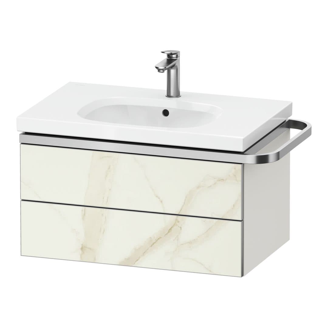 Duravit Aurena – Έπιπλο Νιπτήρα – 784 mm, 2 συρτάρια, νιπτήρας κέντρο, σώμα White Super Matt, μοντέλο AU4563 – Marble Structure Matt, Marble Structure (AU4563066840000)