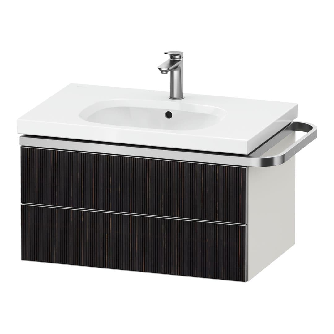 Duravit Aurena – Έπιπλο Νιπτήρα – 784 mm, 2 συρτάρια, νιπτήρας κέντρο, σώμα White Super Matt, μοντέλο AU4563 – Embossed Ebony Matt, Real wood veneer (AU4563067840000)