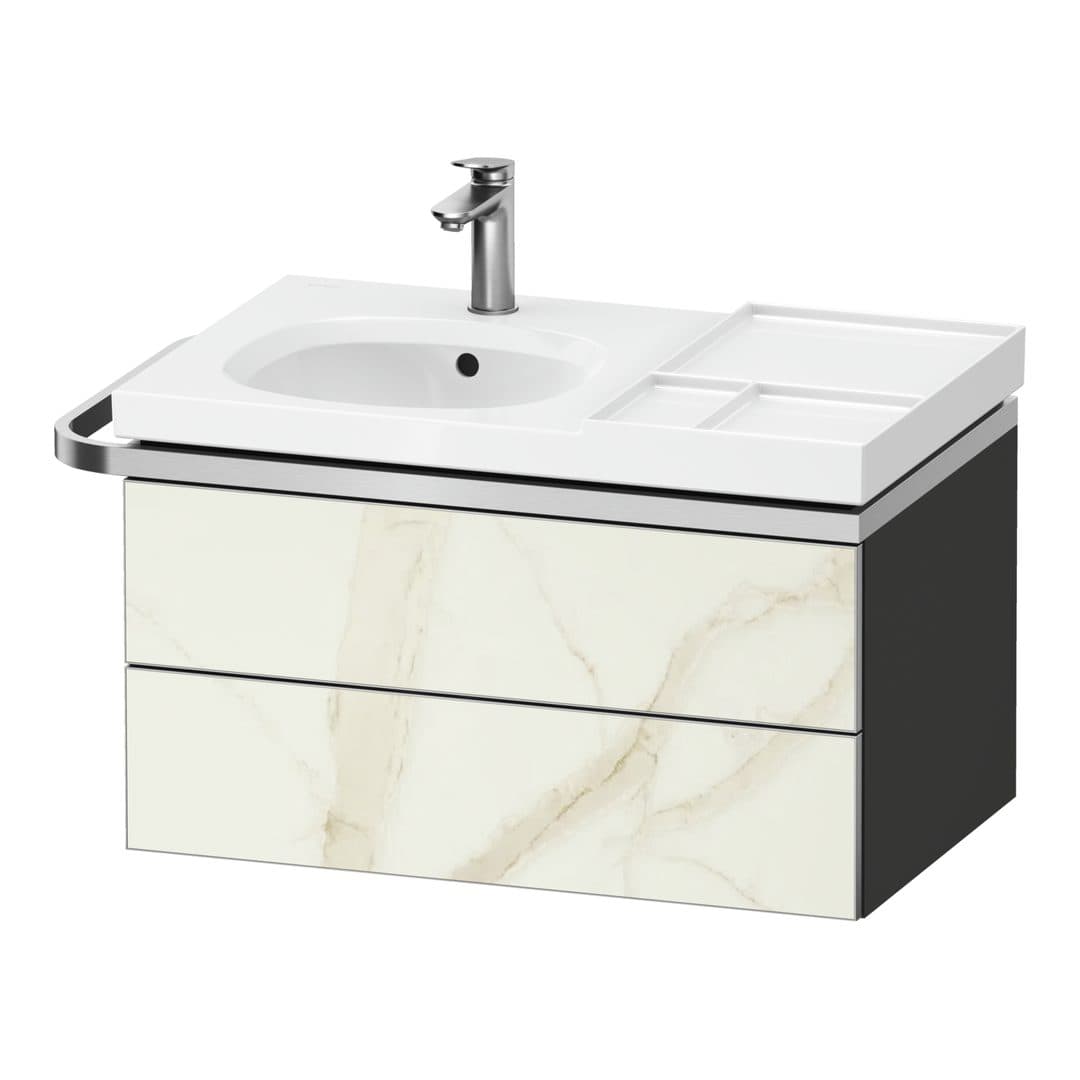 Duravit Aurena – Έπιπλο Νιπτήρα – 784 mm, 2 συρτάρια, νιπτήρας αριστερά, σώμα Graphite Super Matt, μοντέλο AU4564 – Marble Structure Matt, Marble Structure (AU4564066800000)