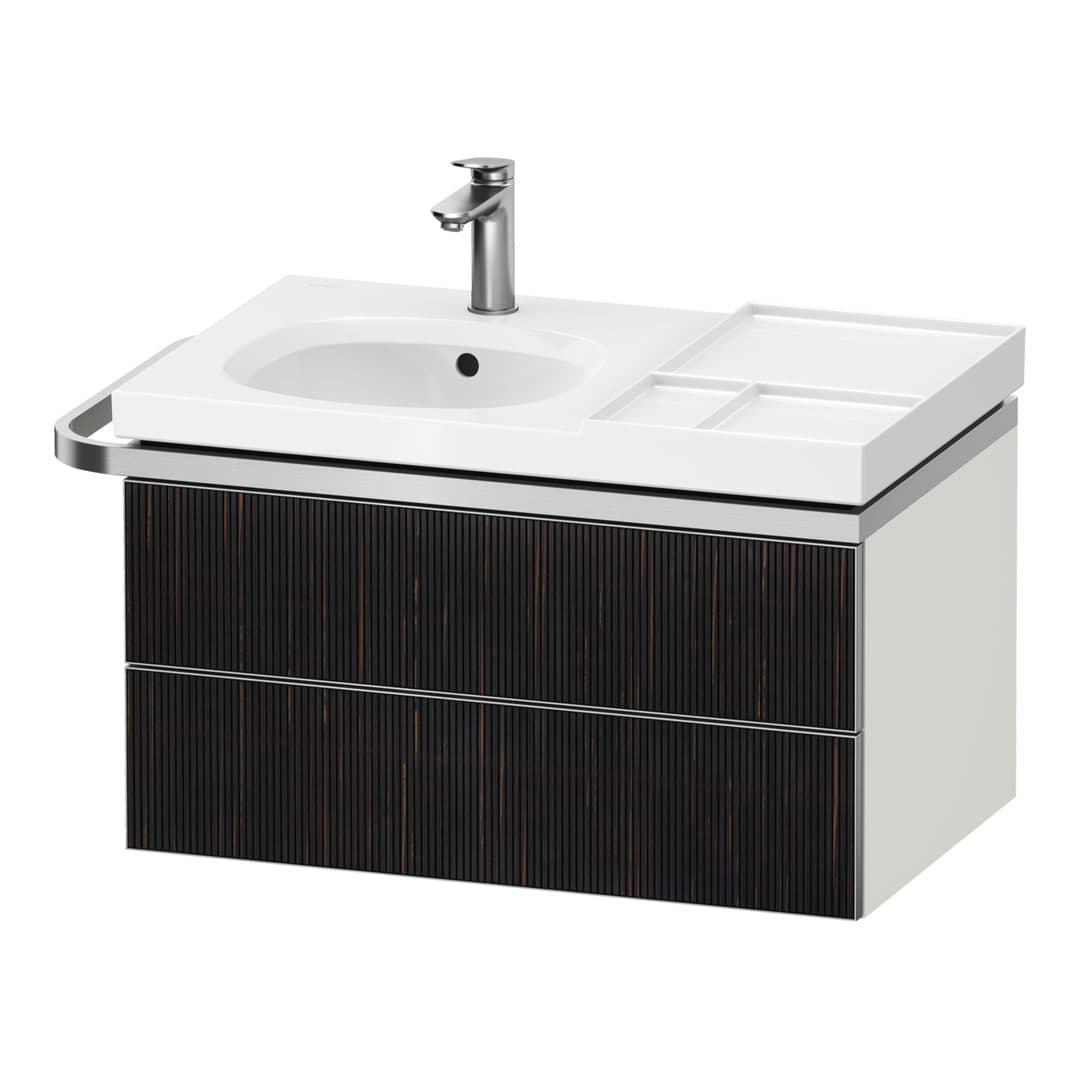 Duravit Aurena – Έπιπλο Νιπτήρα – 784 mm, 2 συρτάρια, νιπτήρας αριστερά, σώμα White Super Matt, μοντέλο AU4564 – Embossed Ebony Matt, Real wood veneer (AU4564067840000)