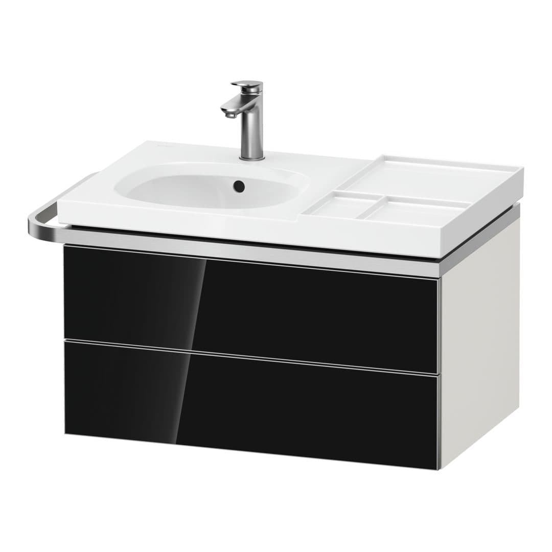 Duravit Aurena – Έπιπλο Νιπτήρα – 784 mm, 2 συρτάρια, νιπτήρας αριστερά, σώμα White Super Matt, μοντέλο AU4564 – Black, Glass (AU4564068840000)