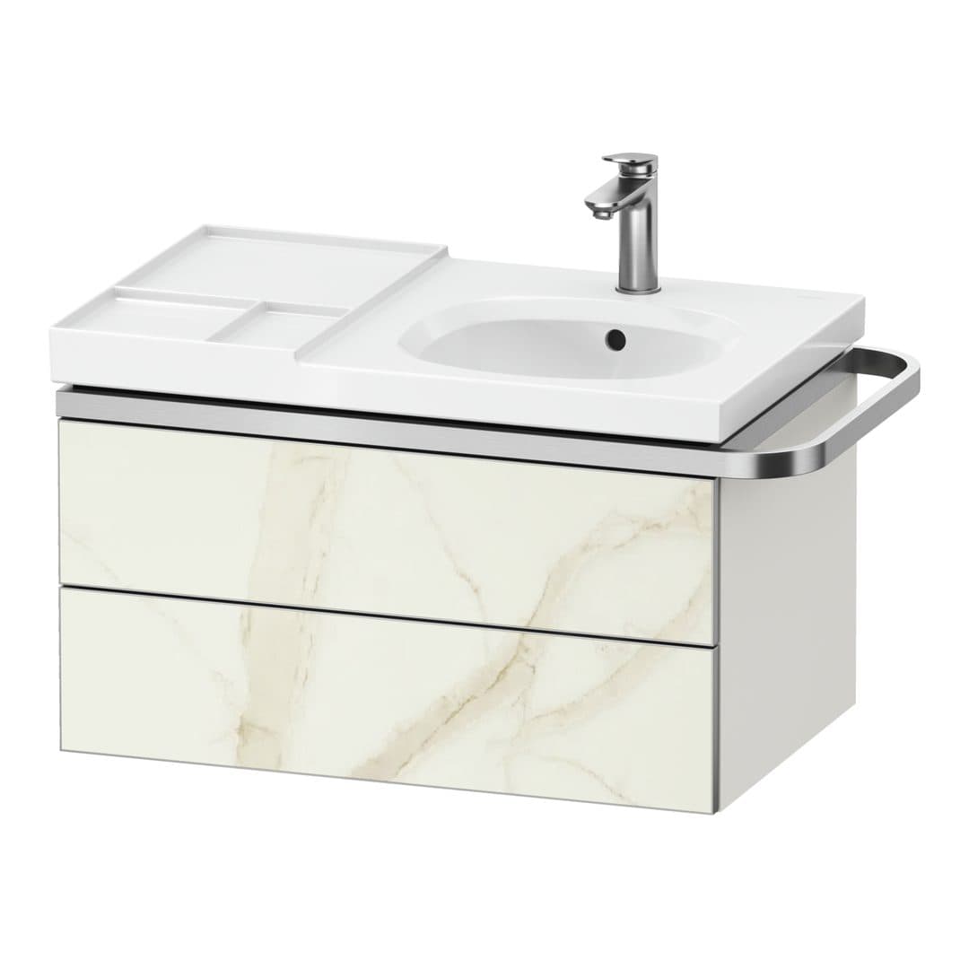 Duravit Aurena – Έπιπλο Νιπτήρα – 784 mm, 2 συρτάρια, νιπτήρας δεξιά, σώμα White Super Matt, μοντέλο AU4565 – Marble Structure Matt, Marble Structure (AU4565066840000)