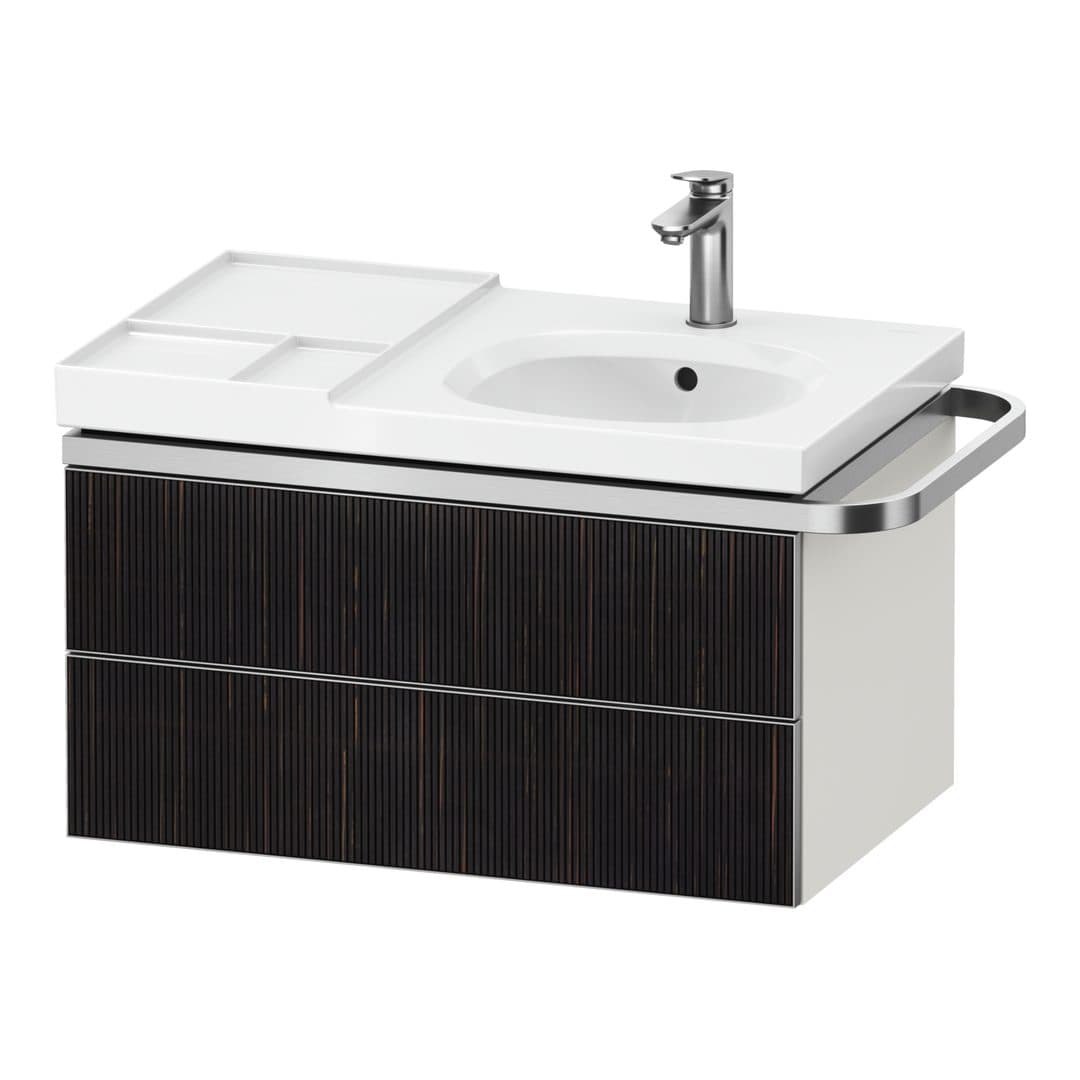 Duravit Aurena – Έπιπλο Νιπτήρα – 784 mm, 2 συρτάρια, νιπτήρας δεξιά, σώμα White Super Matt, μοντέλο AU4565 – Embossed Ebony Matt, Real wood veneer (AU4565067840000)