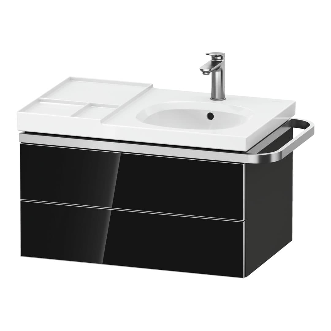 Duravit Aurena – Έπιπλο Νιπτήρα – 784 mm, 2 συρτάρια, νιπτήρας δεξιά, σώμα Graphite Super Matt, μοντέλο AU4565 – Black, Glass (AU4565068800000)