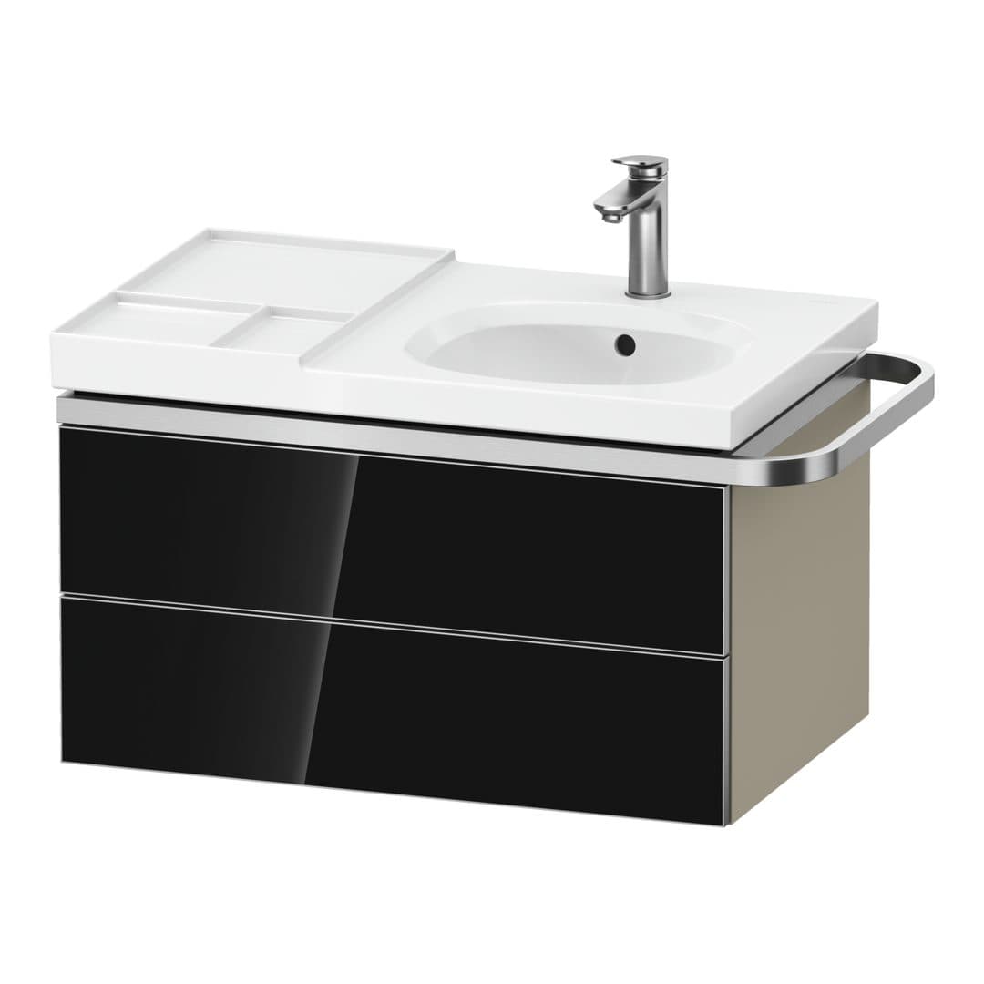 Duravit Aurena – Έπιπλο Νιπτήρα – 784 mm, 2 συρτάρια, νιπτήρας δεξιά, σώμα Taupe Super Matt, μοντέλο AU4565 – Black, Glass (AU4565068830000)