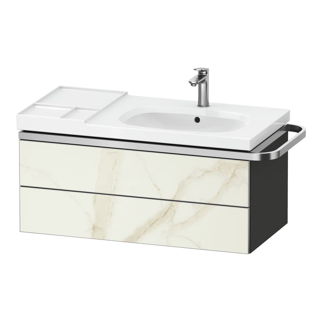 Duravit Aurena – Έπιπλο Νιπτήρα – 984 mm, 2 συρτάρια, νιπτήρας δεξιά, σώμα Graphite Super Matt – Marble Structure Matt, Marble Structure (AU4567066800000)