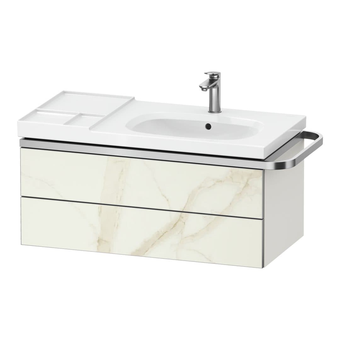 Duravit Aurena – Έπιπλο Νιπτήρα – 984 mm, 2 συρτάρια, νιπτήρας δεξιά, σώμα White Super Matt – Marble Structure Matt, Marble Structure (AU4567066840000)