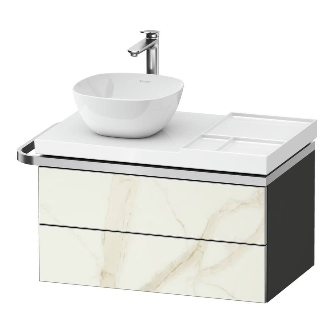 Duravit Aurena – Έπιπλο Νιπτήρα – 784 mm, 2 συρτάρια, νιπτήρας αριστερά, σώμα Graphite Super Matt, μοντέλο AU4568 – Marble Structure Matt, Marble Structure (AU4568066800000)