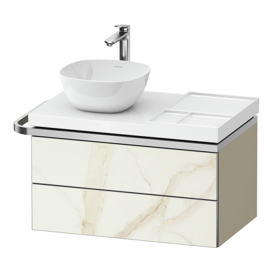 Duravit Aurena – Έπιπλο Νιπτήρα – 784 mm, 2 συρτάρια, νιπτήρας αριστερά, σώμα Taupe Super Matt, μοντέλο AU4568 – Marble Structure Matt, Marble Structure (AU4568066830000)