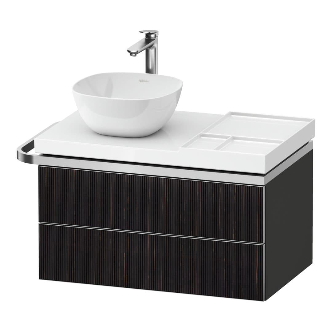 Duravit Aurena – Έπιπλο Νιπτήρα – 784 mm, 2 συρτάρια, νιπτήρας αριστερά, σώμα Graphite Super Matt, μοντέλο AU4568 – Embossed Ebony Matt, Real wood veneer (AU4568067800000)