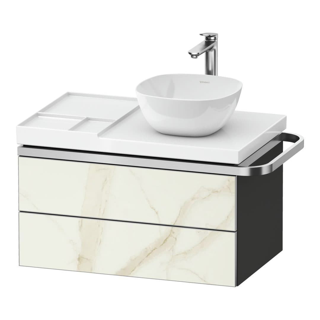 Duravit Aurena – Έπιπλο Νιπτήρα – 784 mm, 2 συρτάρια, νιπτήρας δεξιά, σώμα Graphite Super Matt, μοντέλο AU4569 – Marble Structure Matt, Marble Structure (AU4569066800000)