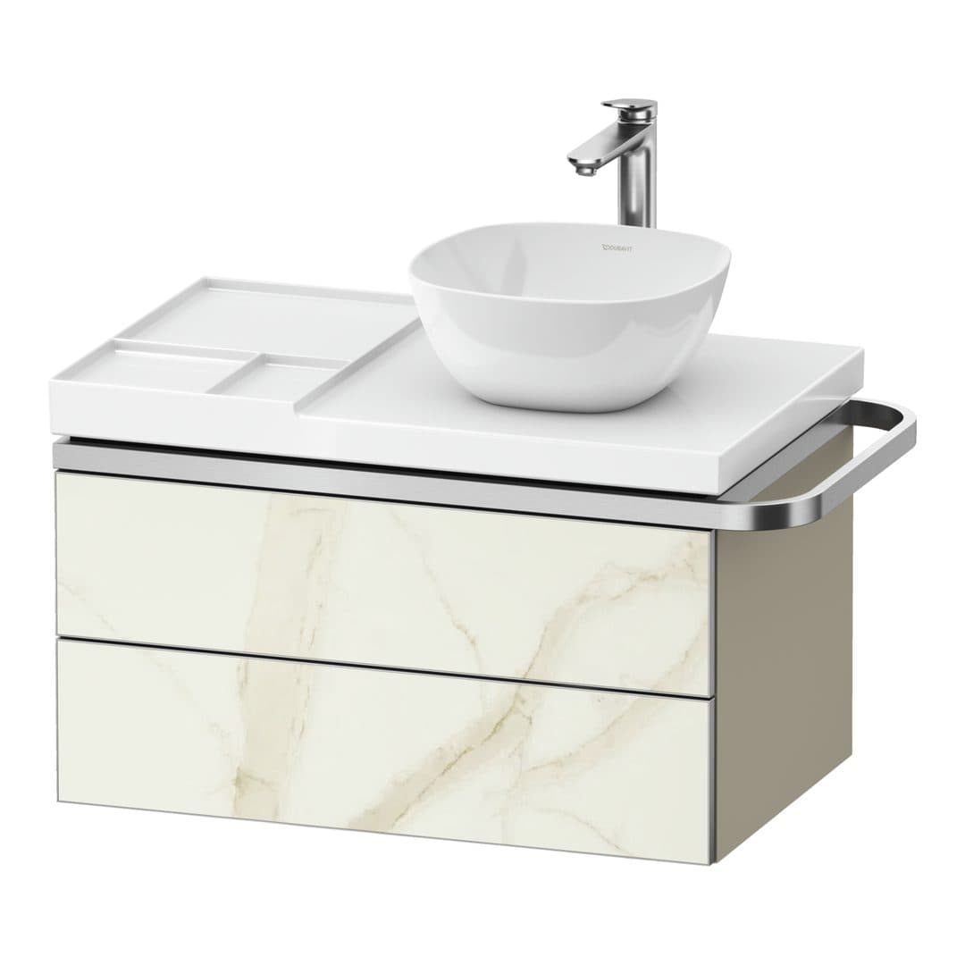 Duravit Aurena – Έπιπλο Νιπτήρα – 784 mm, 2 συρτάρια, νιπτήρας δεξιά, σώμα Taupe Super Matt, μοντέλο AU4569 – Marble Structure Matt, Marble Structure (AU4569066830000)
