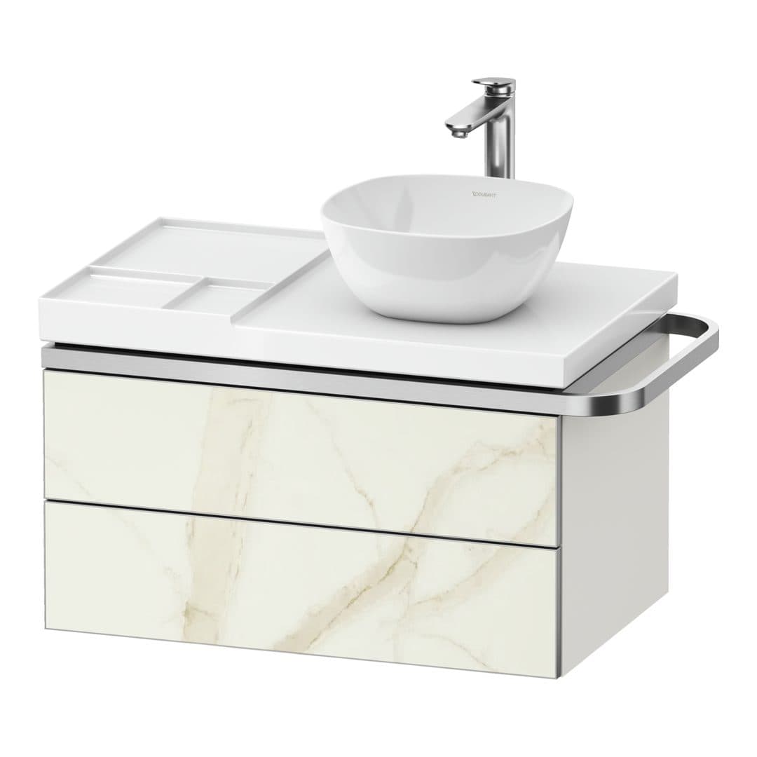 Duravit Aurena – Έπιπλο Νιπτήρα – 784 mm, 2 συρτάρια, νιπτήρας δεξιά, σώμα White Super Matt, μοντέλο AU4569 – Marble Structure Matt, Marble Structure (AU4569066840000)