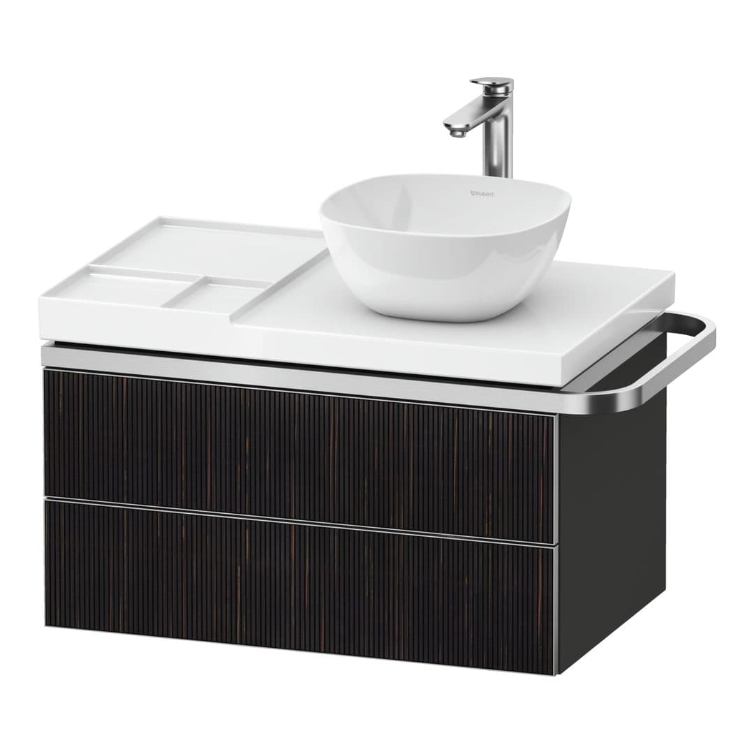 Duravit Aurena – Έπιπλο Νιπτήρα – 784 mm, 2 συρτάρια, νιπτήρας δεξιά, σώμα Graphite Super Matt, μοντέλο AU4569 – Embossed Ebony Matt, Real wood veneer (AU4569067800000)