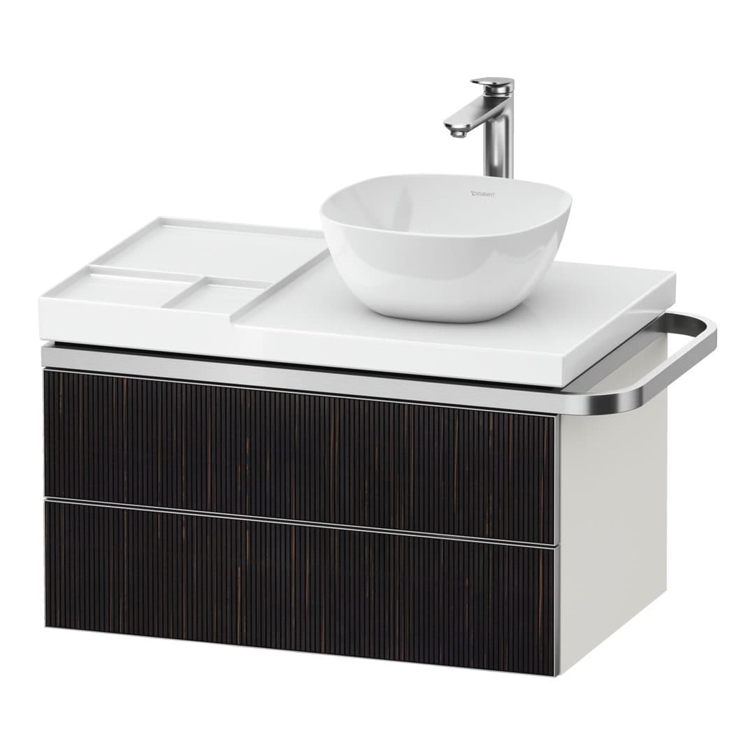 Duravit Aurena – Έπιπλο Νιπτήρα – 784 mm, 2 συρτάρια, νιπτήρας δεξιά, σώμα White Super Matt, μοντέλο AU4569 – Embossed Ebony Matt, Real wood veneer (AU4569067840000)