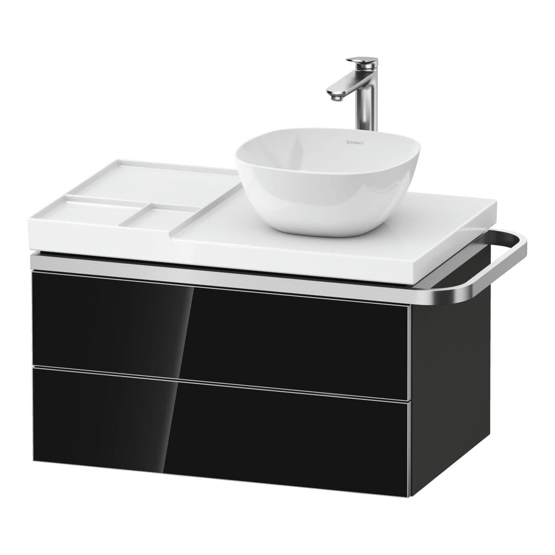 Duravit Aurena – Έπιπλο Νιπτήρα – 784 mm, 2 συρτάρια, νιπτήρας δεξιά, σώμα Graphite Super Matt, μοντέλο AU4569 – Black, Glass (AU4569068800000)